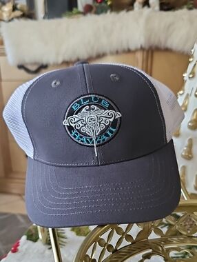 Blue Hawaii Dive HI Embroidered Trucker Hat - Charcoal & White